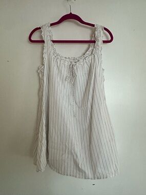 White Pinstripe Sleeveless Mini Dress  - Princess Polly